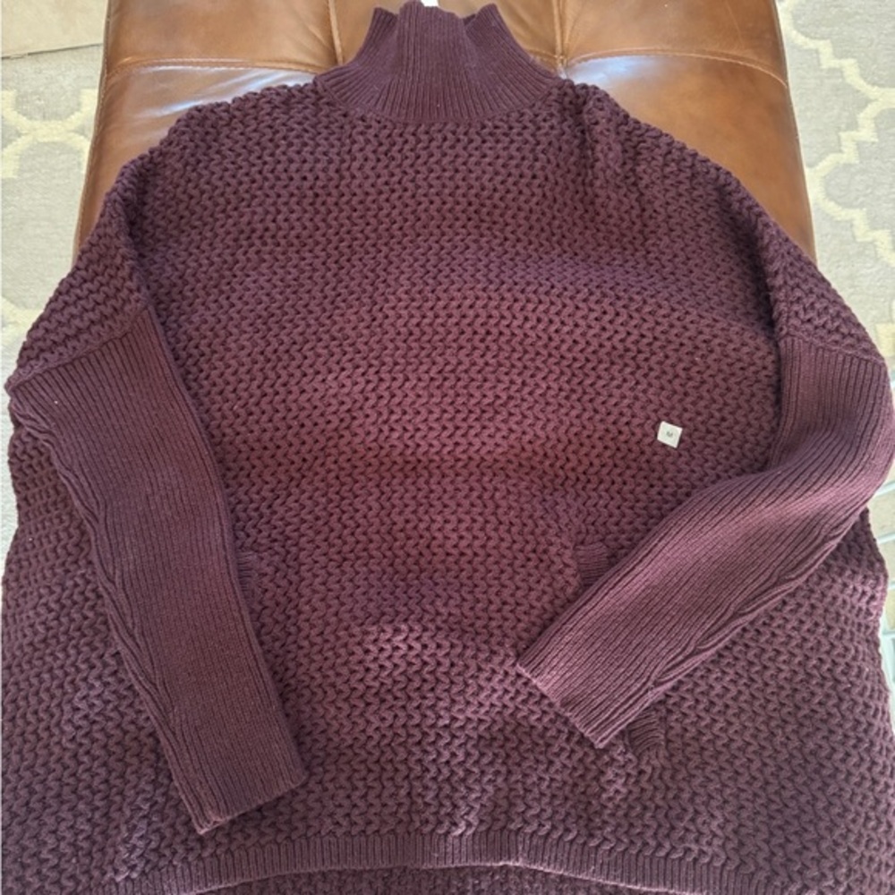 Loft Chunky Knit Turtleneck Sweater Plum Size M